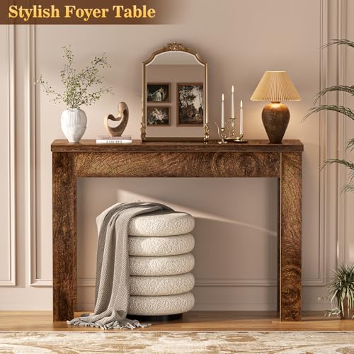 Image of Armocity Console Table, Small Farmhouse Wood Entryway Table, Narrow Sofa Tables Behind Couch, Entry Table for Entrance, Hallway, Living Room, 32 inch, Cracked Oak