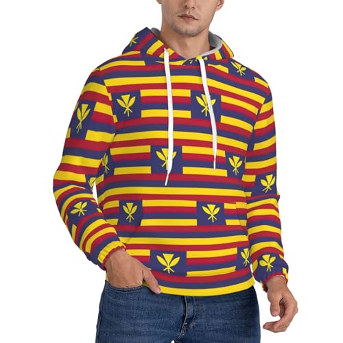 Sweat à capuche imprimé drapeau Hawaï pour homme pull confortable à manches longues