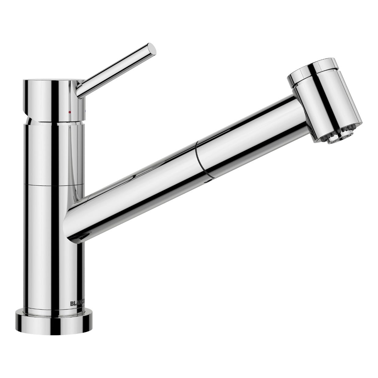 BLANCO KANO-S-F Vario | Küchenarmatur in chrom | Niederdruck | Mit herausziehbarem Schlauch | Vorfenstermontage | Keramik Kartusche | mit umstellbarer Brause für starken Strahl | [5,5x26,4x20,1 cm]