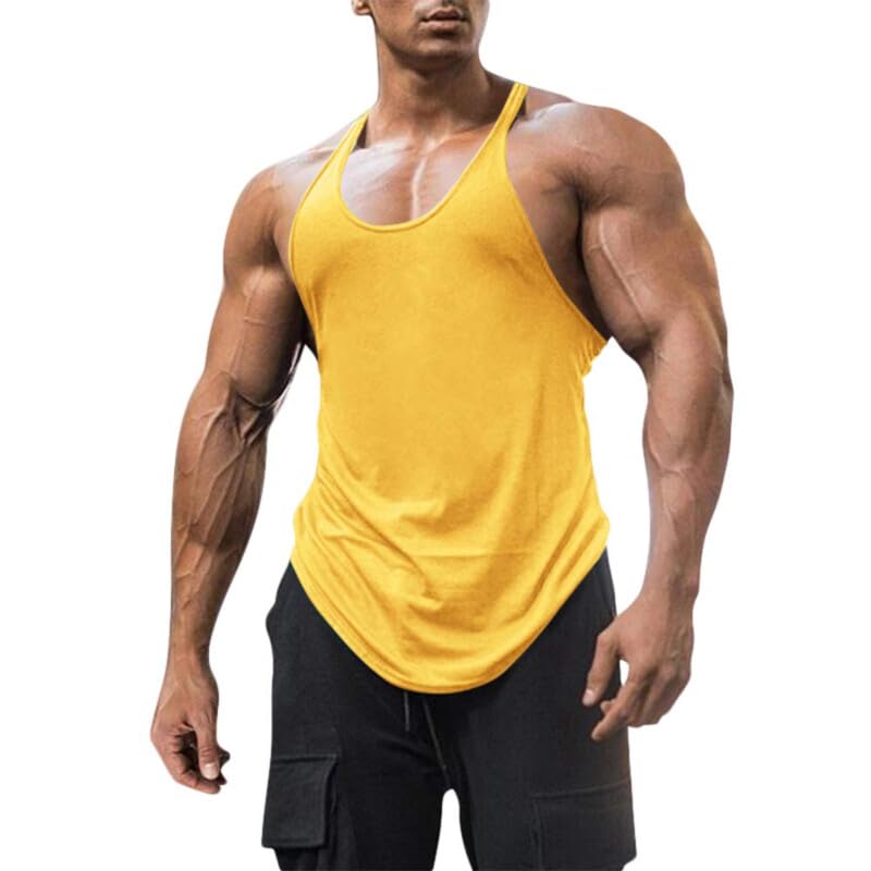 Débardeur jaune homme taille M Cicy Bell pour l'été