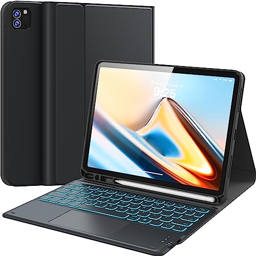 CHESONA for iPad Air 5th/4th Generation Case with Keyboard, Pro 11 inch Keyboard, Smart Trackpad, 7 Color Backlit, Wireless Detachable Keyboard for iPad Air 10.9, Pro 11 (4/3/2/1 Gen), Black