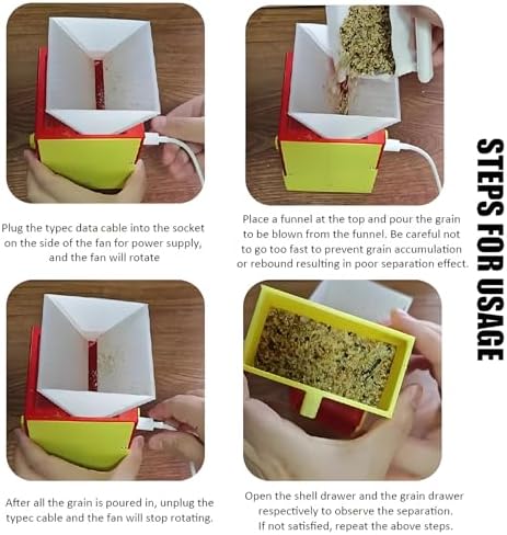 Electric Grain Sheller & Bird Feed Cleaner, Food Grade Safe Material, Double Drawer Design, Efficient Small Hole Air Outlet, Ideal for Home & Farm Use (White)