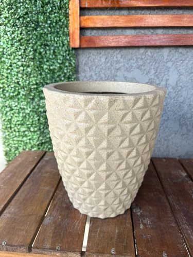 VASO POLIETILENO COLUNA BERLIAN GOLD 3D DECORATIVO P/PLANTAS/JARDINS/ESCRITÓRIOS (BEGE)