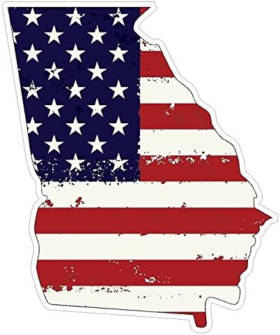 CustomDecal US Pegatina de vinilo envejecido con la bandera de Estados Unidos del estado de Georgia (J11) para cochecamión, laptopNetbook Ventana