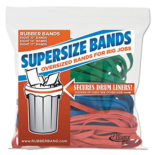 Alliance 08997 Supersz. Rubber Bands, 12-Inch Red, 14-Inch Green, 17-Inch Blue, 1/4-Inch W, 24/Pack #1