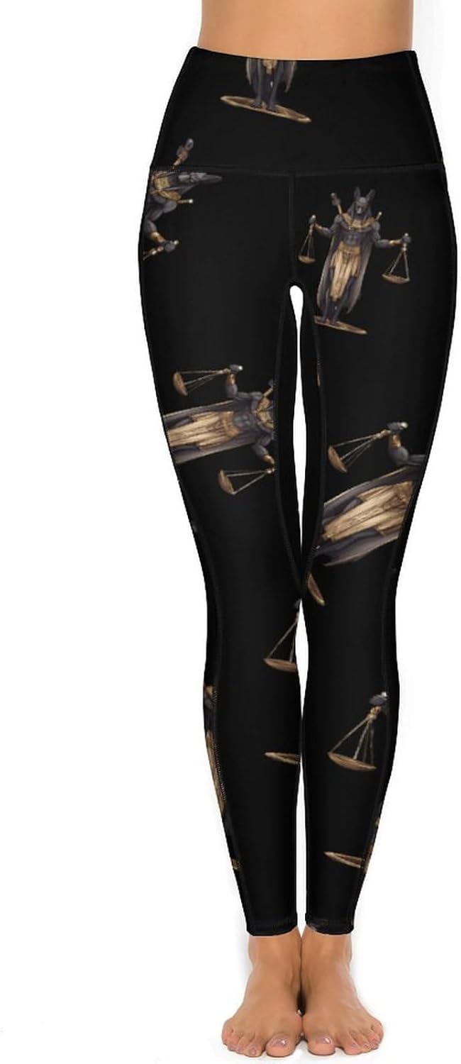 Ancient Egyptian God of Underworld Anubis Womens Yoga Pants High Waist Tummy Control Workout Leggings