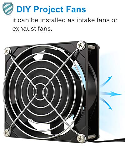 GDSTIME Axial Fan 90mm, 110V 120V AC 92mm x 92mm x 25mm Dual Ball Bearing w/Power Cord for DIY Cooling Ventilation Projects