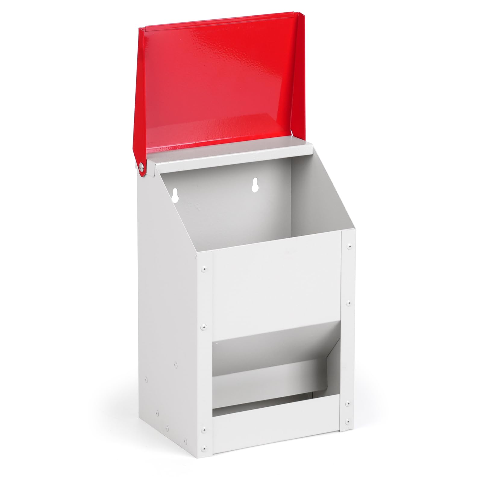 Comedero automático para pollos, 4,5 kg, de metal, comedero para gallinas, comedero para aves de corral con tapa, accesorio para gallinero, rojo (10 kg)