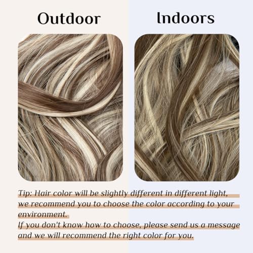 Image of SARLA 14 inch Wavy 4.3oz Synthetic Wavy Halo Hair Extension Natural Hairpieces No Clip No Glue No Tape Size can be adjusted (M04,9H613)