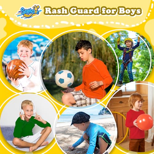 Image of Boys' Rash Guard Long Sleeve UPF 50 Sun Shirts for Toddler Kids Youth Water Swimming Rashguard