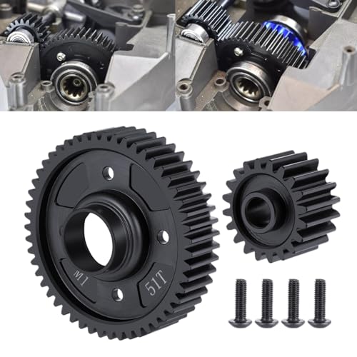 BRKRC Steel Center Diff Output Gear 51T Input Gear 20T Medium Differential Gear Set for TRA-XXAS 1/5 X-MAXX 8S 1/6 XRT RC Car