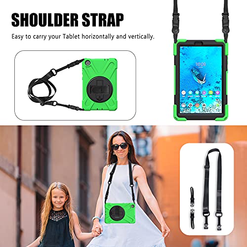 Coque Lenovo Tab M8 robuste et résistante aux chocs avec support vert