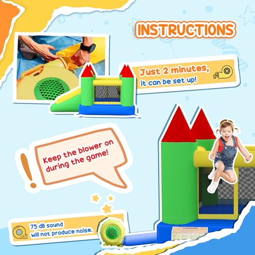 HOMCOM Kids Bouncy Castle Inflatable Bouncer with Slide and Blower - Image 6