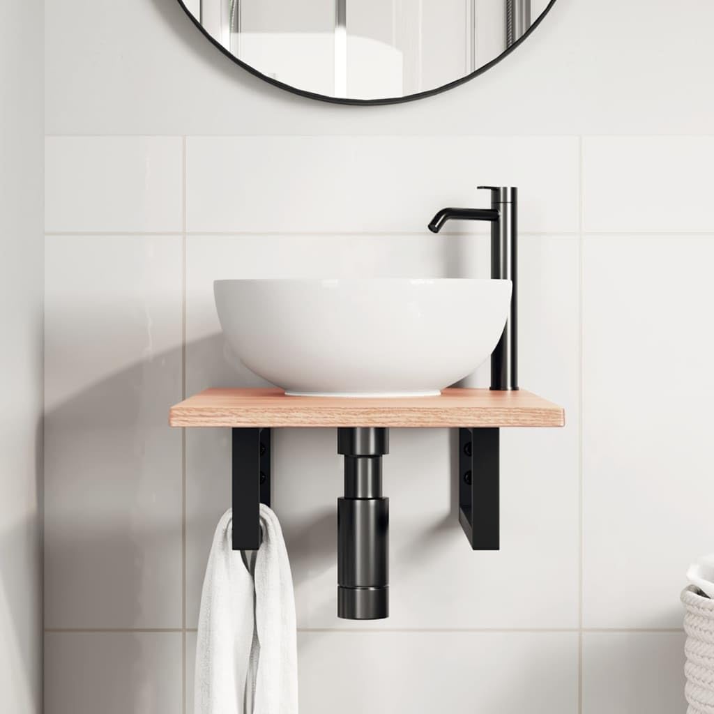 Tapa de la vanidad Roble Madera Maciza, Estantería Baño Acero