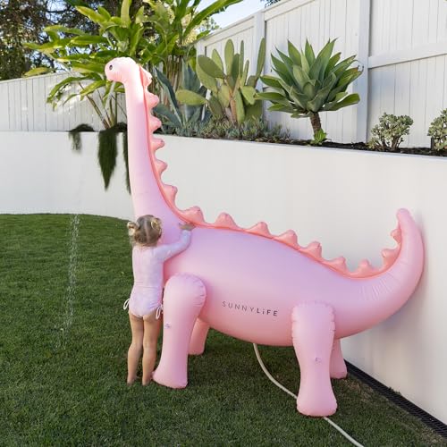 Dino Arroseur géant Rose grand format avec jets d'eau intégrés