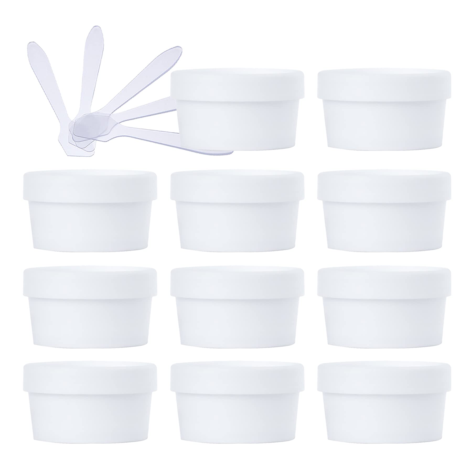20 Pezzo 50 ml Bianco Barattolo Vuoto di Plastica, Barattolo di Cosmetico Contenitore, Ciotola Maschera per Prodotti di Cosmetica Corpo Creme Maschera Fango Sale da Bagno Unguento