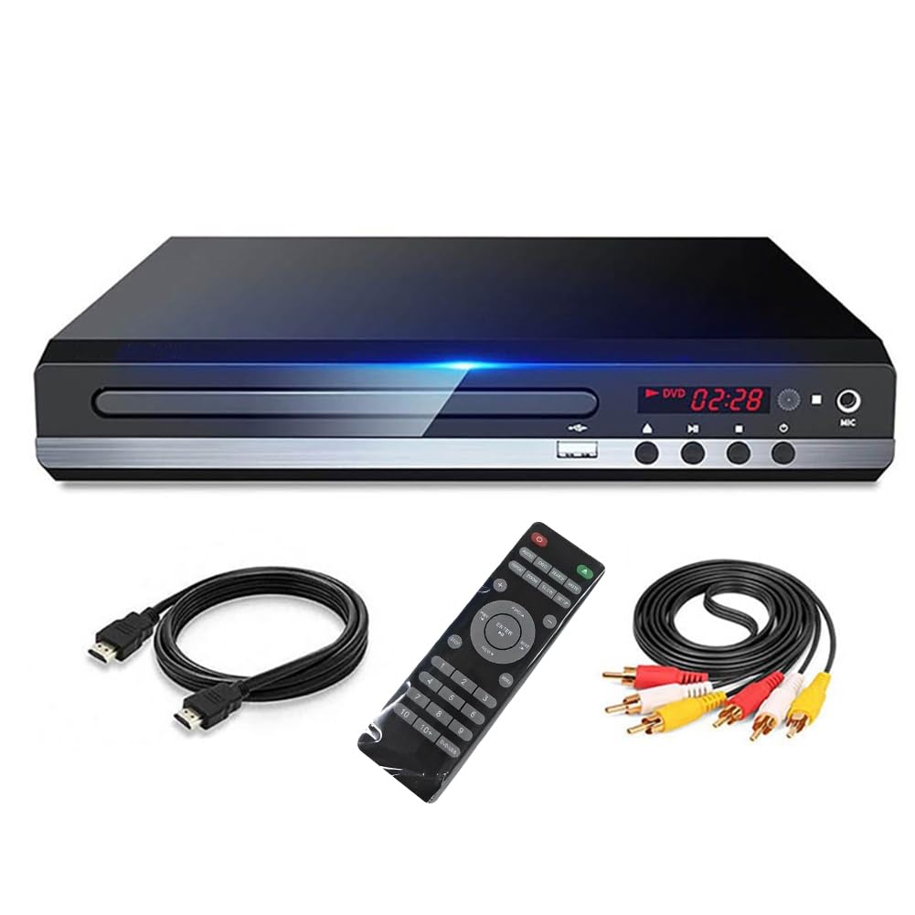 DVD Player 1080P HD Home DVD Player Box for TV All Region Free DVD CD-Disk Player AV-Output EVD