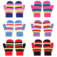 QKURT Children's Knitted Gloves, 6 Pairs Winter kids
