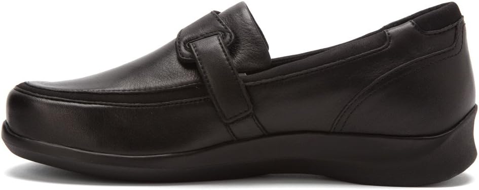 Apex Women's A200W Eveyln Loafer Flat, Black, 10 X-Wide