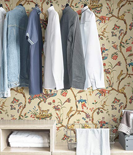 Scalamandre Scs3845 Ecru Chinoise Exotique Self Adhesive Wallpaper, Multicolor #TOP3