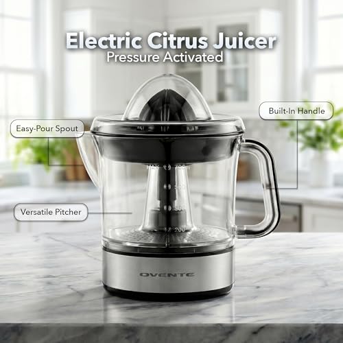 OVENTE JE2572B Electric Citrus Juicer with Dual Cones & Pulp Control — view 3
