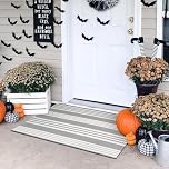 Tiveney Front Door Mats Outdoor 23.6" x 35.4", Machine Washable Fall Door Mat Indoor Entryway Rug Striped Front Porch Rug Cotton Hand-Woven Small Area Rug for Farmhouse/Bathroom/Bedroom/Entrance