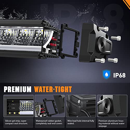 Image of Nilight Pro Series 15.5 Inch Single Row Slim LED Light Bar with DRL | 60W 6650LM Spot & Flood Beam IP68 Off-Road Driving Lights & 16AWG DT Wiring Kit for Truck, Jeep, SUV, ATV & UTV