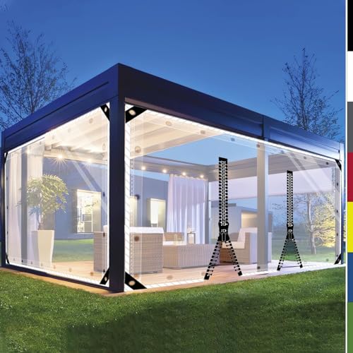 HQQMNY Bâche Transparente avec œillets - Imperméable - 0,5 mm - avec œillets - en PVC de 560 g/m² - Résistante aux intempéries - pour tonnelle