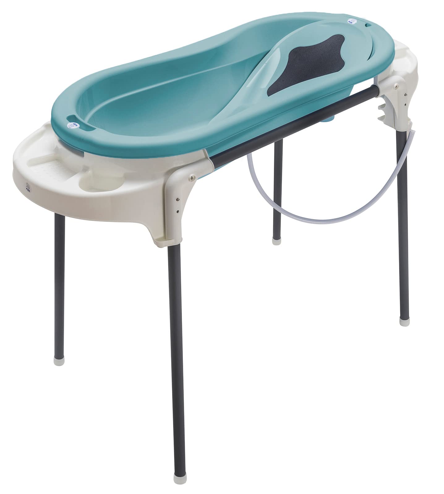 Rotho Babydesign TOP Xtra Badestation - wasserdicht - gross - Babybadestation - Babybadewanne - Babywanne mit Gestell - Babypflegeset - türkis