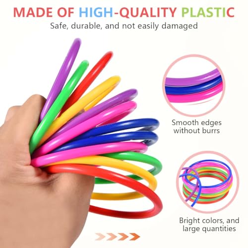 Image of OBTANIM 12 Pcs Plastic 3 Inch Ring Toss Game for Kids and Outdoor Toss Rings for Speed and Agility Practice Game, Random Colors
