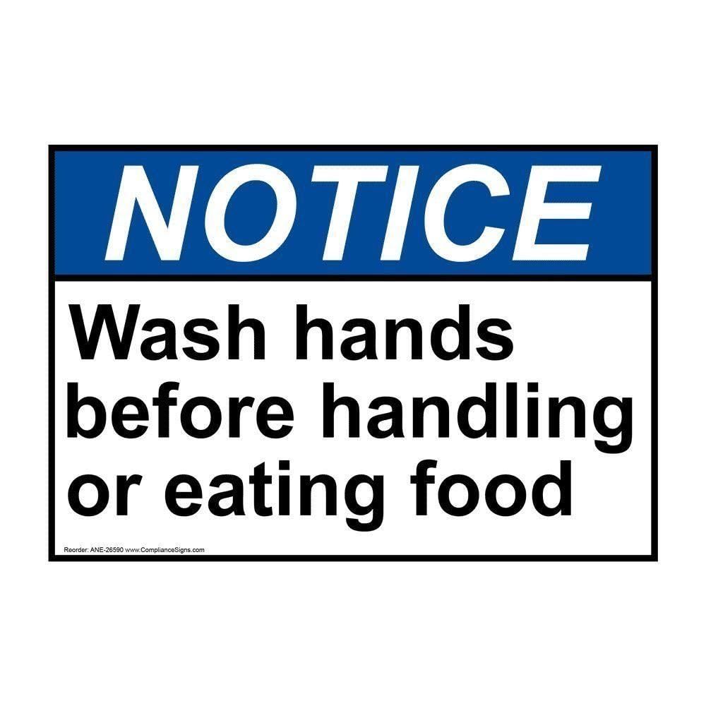Yelacecca Notice Wash Hands Before Handling Or Eating Food Sign Metal Warning Sign 8X12 Inches