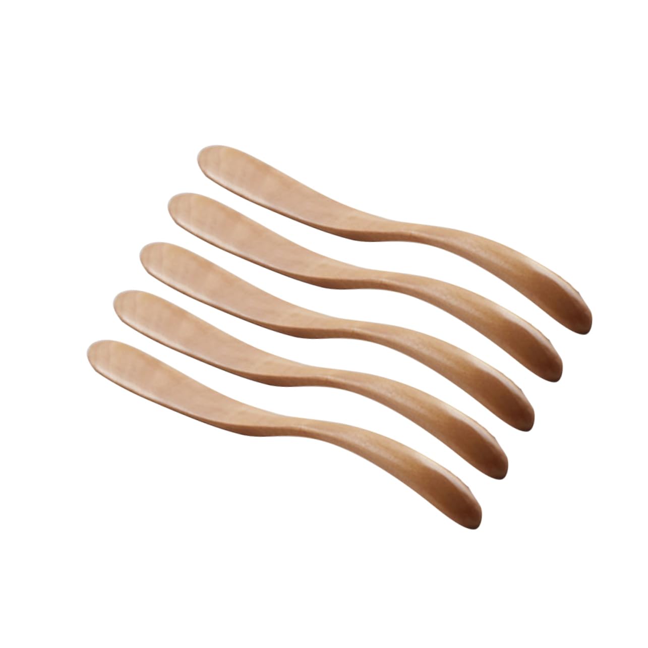 MUCKLILY 5pcs Wooden Butter Spreaders Natural Cream Cheese Jam Knives and Easy to Grip for Slicing and Spreading Butter Cream and
