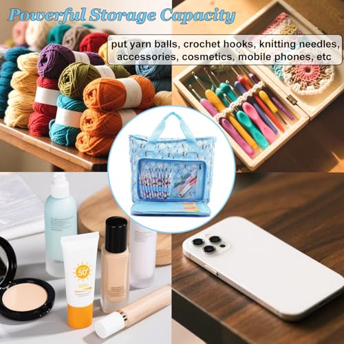 Image of Mdoker Knitting Bags and Totes Organizers Large Crochet Bag Lightweight Yarn Bags for Travel Yarn Storage Organizers for Crochet Hooks,Yarn,Knitting & Crochet Supplies(Blue Bee)