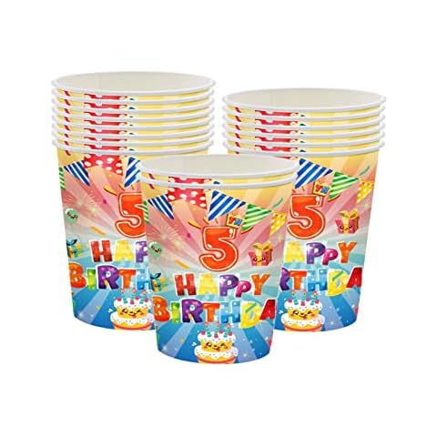 Colourful 5th Birthday Disposable Paper Cups Cover