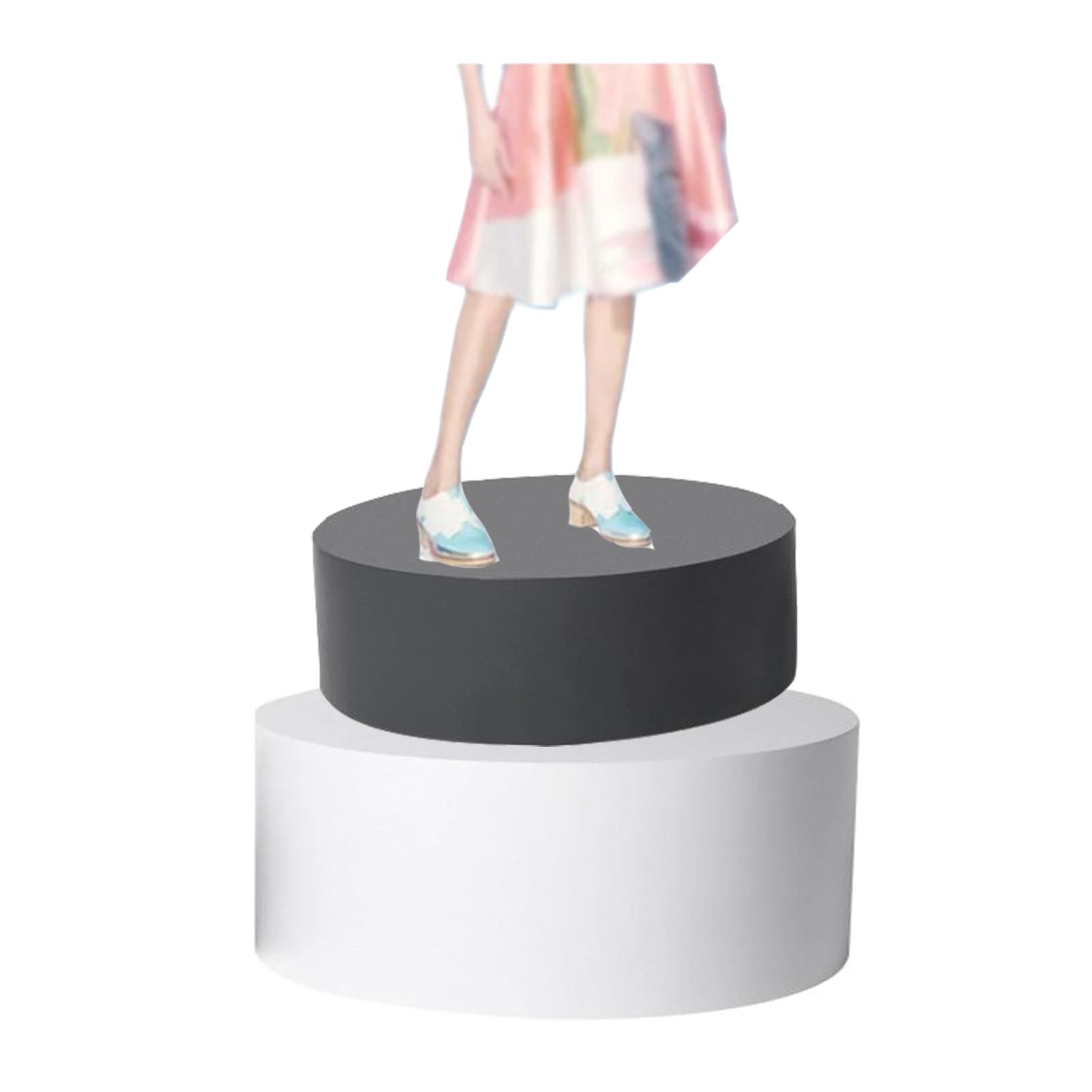 Présentoir de magasin de vêtements minimaliste avec socle rond en acier