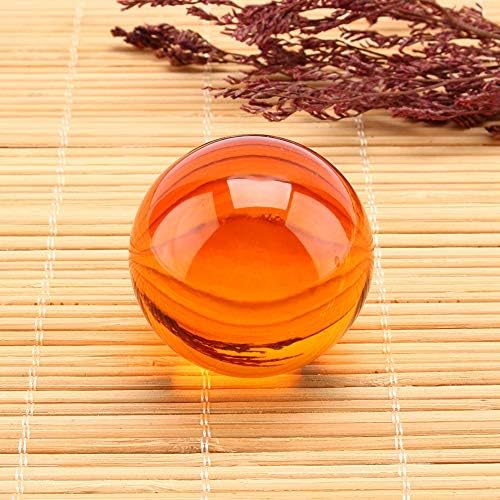 Zerodis Healing Crystal Natural Ball, Crystal Amber Color Crystal Healing Ball Sphere 40mm Natural Carved Quartz Ball Healing with Wood Stand