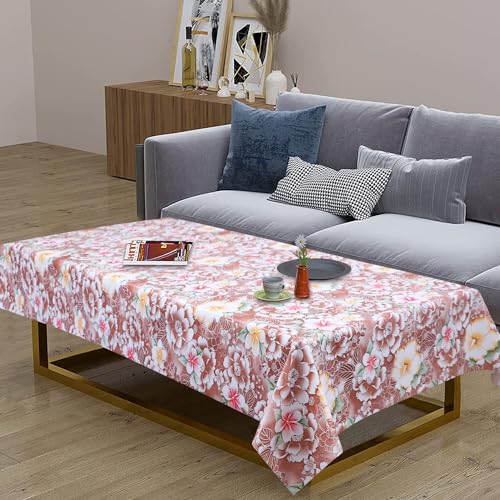 Image of Dakshya Industirs PVC Waterproof Table Cover 36x54 Inch Floral Printed Center Table Cover Washable Plastic Table Sheet Oilproof Dining Table Cover for Coffee Table Living Room Home (Velvet Leaf)