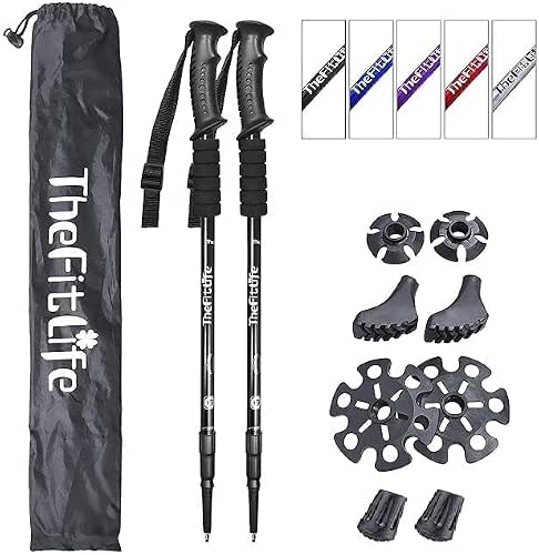 TheFitLife Nordic Walking Trekking Poles - 2 Sticks with Anti-Shock