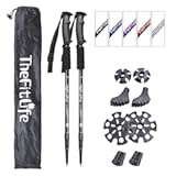 TheFitLife Nordic Walking Trekking Poles - 2 Sticks with Anti-Shock and Quick Lock System, Telescopic, Collapsible, Ultralight for Hiking, Camping, Mountaining, Backpacking, Walking, Trekking
