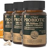 Probiotics for Women & Men, 100 Billion CFU Probiotic for Digestive, Gut & Immune Health - with Prebiotics, Bioflavonoids & Digestive Enzyme, 35 Strains Raw Probiotic Supplement, 180 Caps
