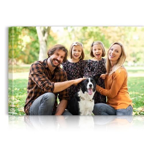 Custom Canvas Prints with Your Photos - Personalized Pictures Print, Customized Photo Gifts, Wall Art Poster Canvas Printing for Wedding, Family, Baby, Pets, Home Office Decor, Wrapped Frame 12x8