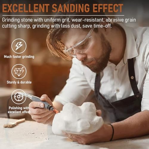 18 Pcs Korund Schleifspitze Set, Stein Schleifen Polierkopf, Schleifaufsätze für Dremel Rotationswerkzeug Drehwerkzeug Zubehör 1/8 Schaft für Verwendung Auf Edelsteinen, Glas, Metall Und Holz