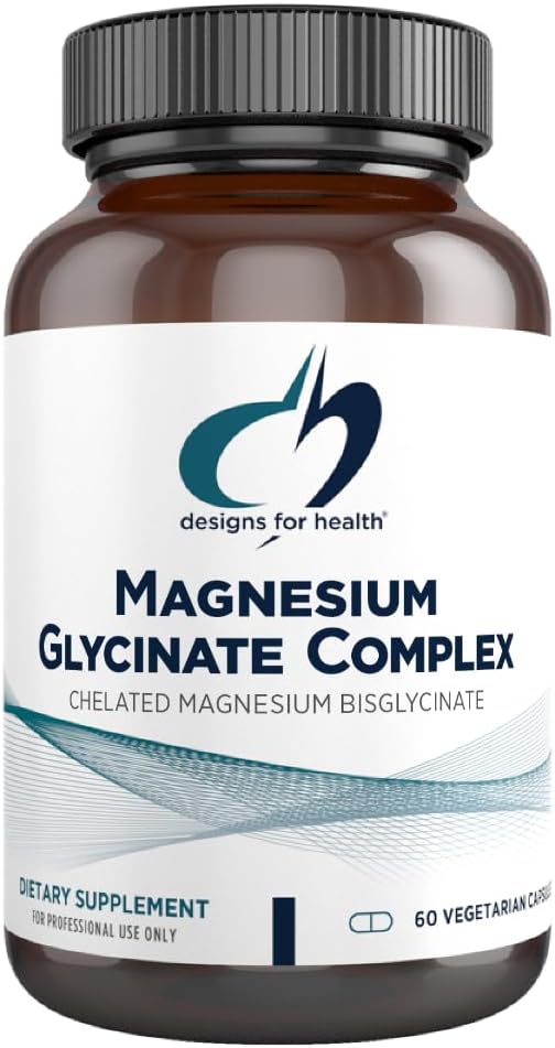 Designs for Health Magnesium Glycinate Complex (Formerly Buffered Chelate) - High Absorption Magnesium Supplement to Support Bone Health, Muscles + Calm (60 Vegan Capsules)