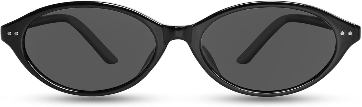Polarized Sunglasses for Women, TR90 Vintage Oval Cat Eye Shape 90s Y2K Style, Lightweight with UV400 Protection