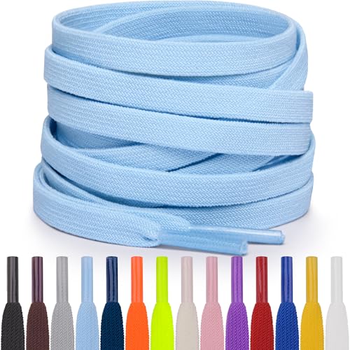 Miscly Flat Elastic Shoelaces - Light Blue, 27&Prime; (69 CM)