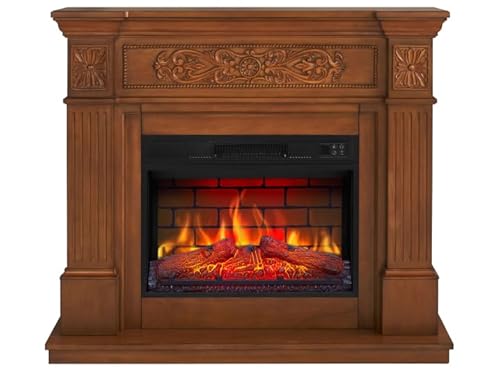 ArtiFlame Elektrokamin Toscana AF23BS, Elektrischer Standkamin mit Heizung 1800 W, realistischer 3D-Flammeneffekt, LED-Beleuchtung, Fernbedienung, Timer, Thermostat, Knistereffekt, MDF (Eiche)