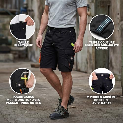 Short cargo homme travail avec poches Stenso Prisma bermuda robuste