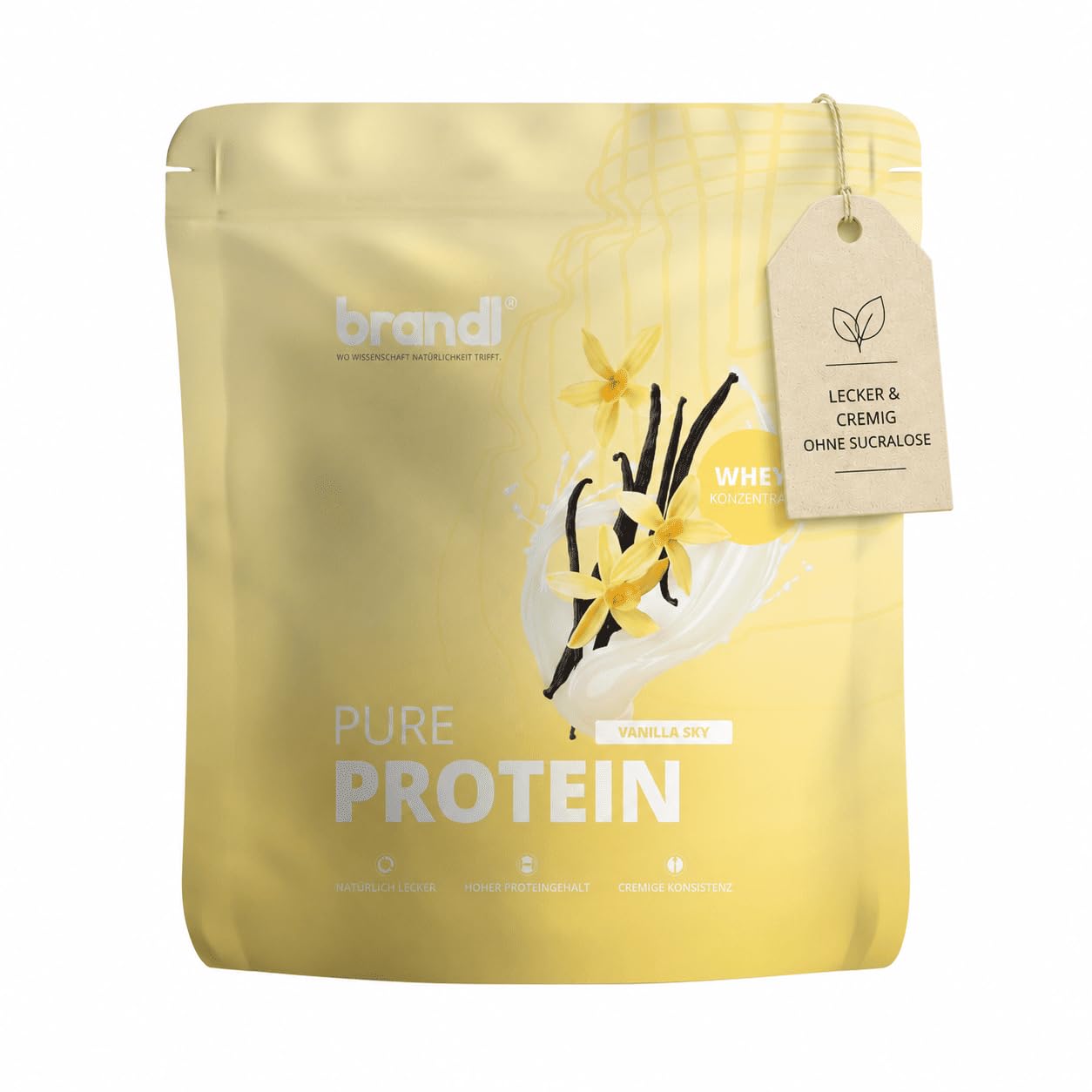 Brandl Protein-Pulver ohne Sucralose – Whey-Protein Premium-Qualität, Vanille, 1000 g