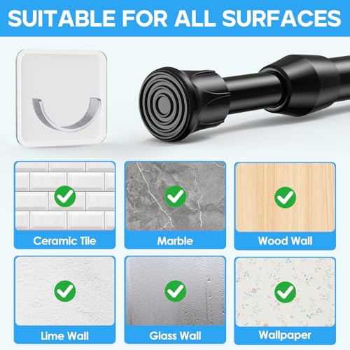 Image of MEXAU 2Pack Spring Tension Curtain Rod 28-41 inch Black Small Tension Rod | Adjustable Curtain Rods No Dilling Extendable Spring Tension Rod Short Curtain Rod for Windows, Kitchen, Bookshelf, Closet