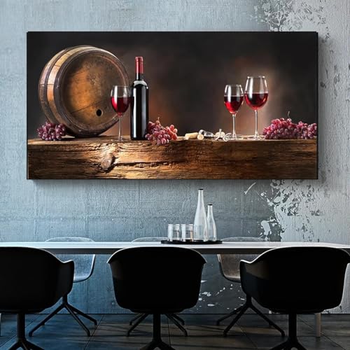 Peinture sur toile de vin rouge 80x160 cm sans cadre pour changer facilement de style de salon